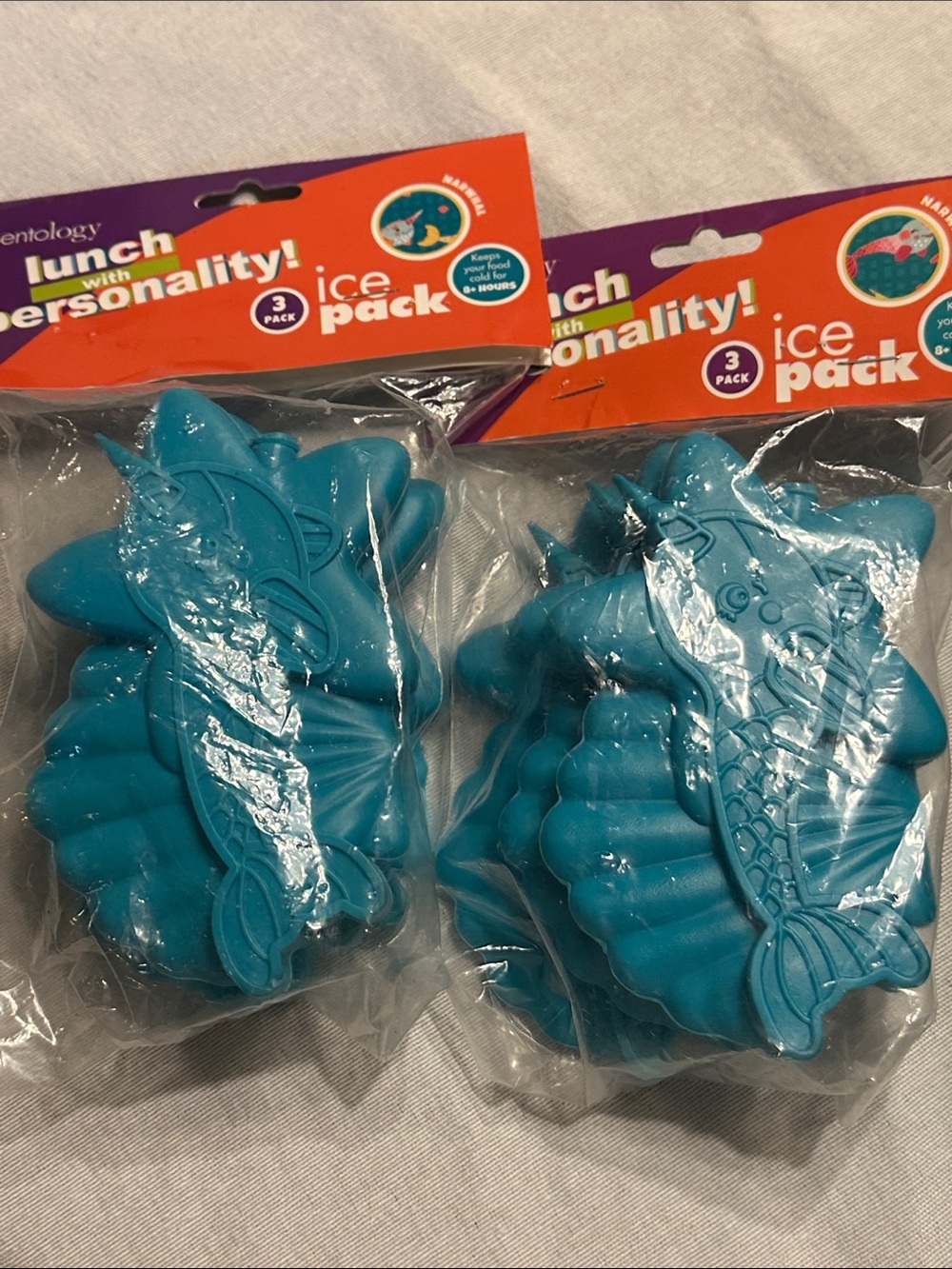 Bentology Narwhal Blue Lunch Ice Packs - 2 Packs with 3 in each Pack